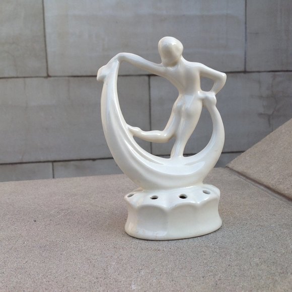 Art Deco Flower Frog ~ Dancing Woman w Scarf 6" - Picture 4 of 9